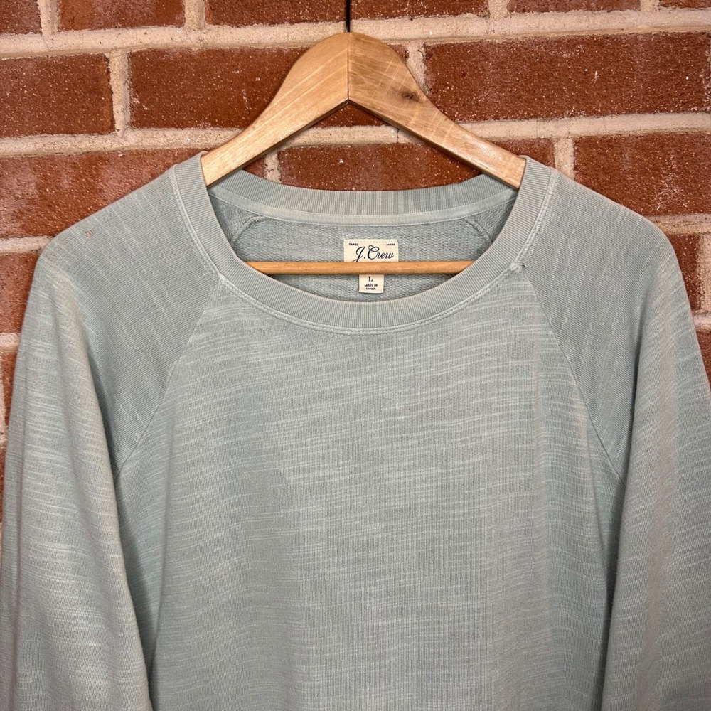 J.Crew Vintage Fleece Sweatshirt Women's Size Large Pullover Blue Green - Picture 2 of 12